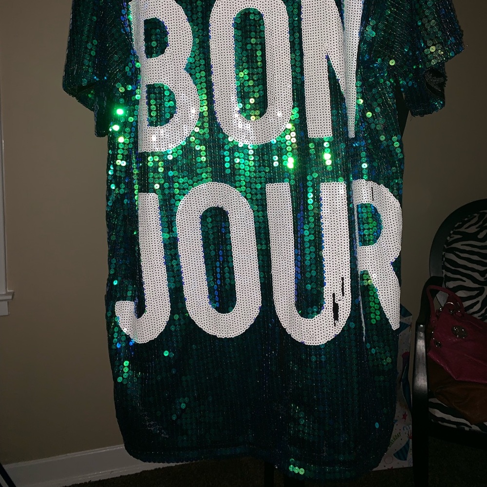 Sequin Bonjour Oversized Tee/Dress